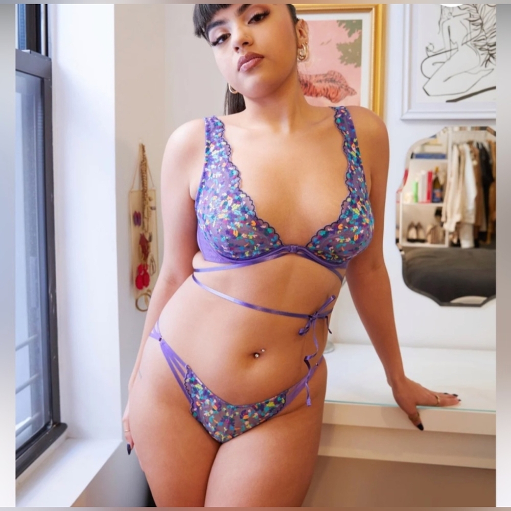 3 piece floral lingerie set Savage X Fenty